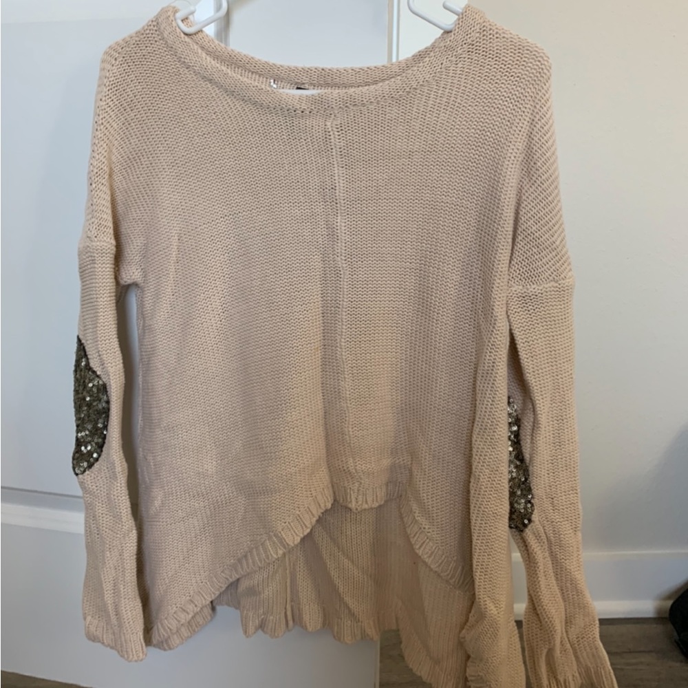 Neutral sweater glitter sequin elbow patches